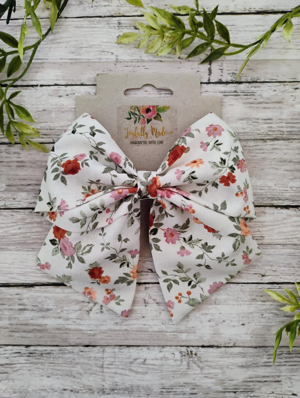 Country Floral Fabric Hair Bow, Headband, or Ornament