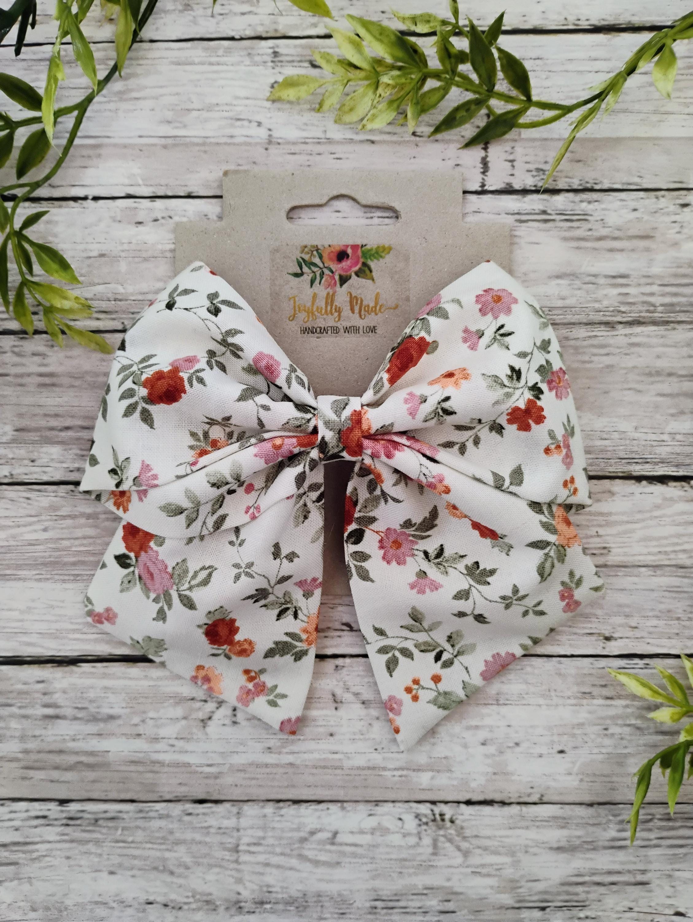 Country Floral Fabric Hair Bow, Headband, or Ornament