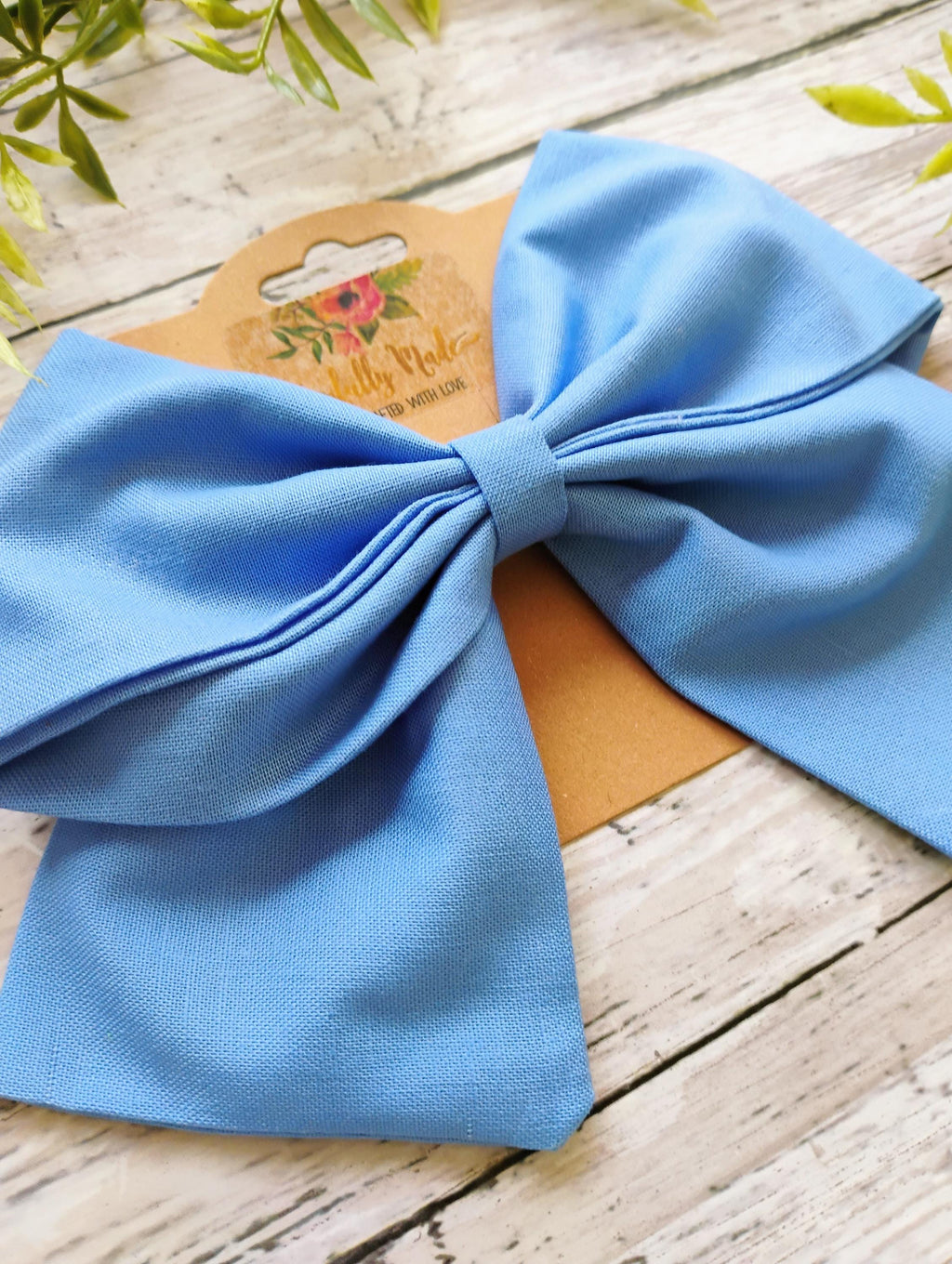 Handmade Cornflower Blue Sailor Hair Bow: Cotton Hair Clip
