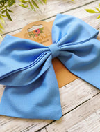 Handmade Cornflower Blue Sailor Hair Bow: Cotton Hair Clip