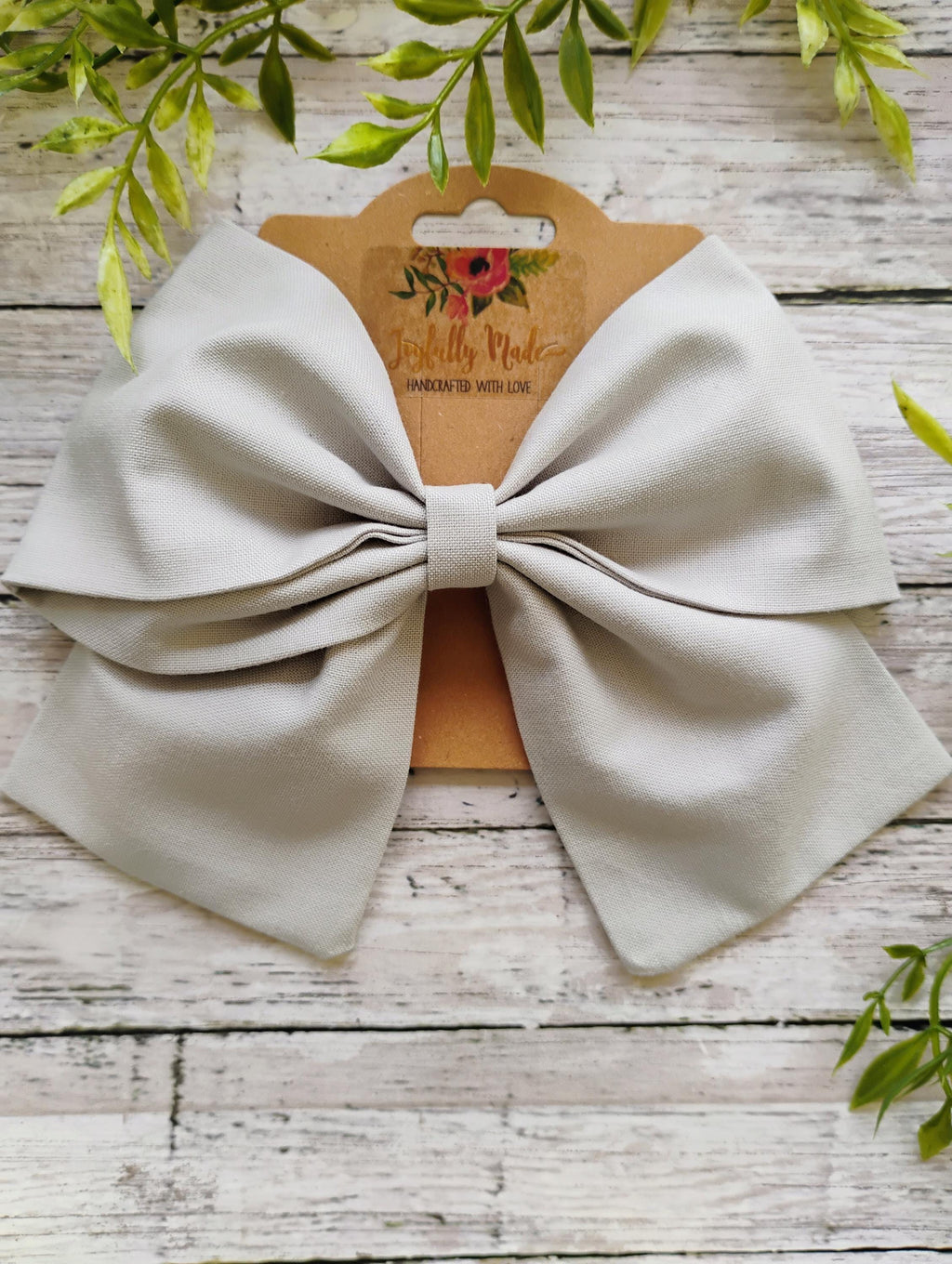 Light Gray Cotton Hair Bow, Headband, or Ornament