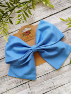 Handmade Cornflower Blue Sailor Hair Bow: Cotton Hair Clip