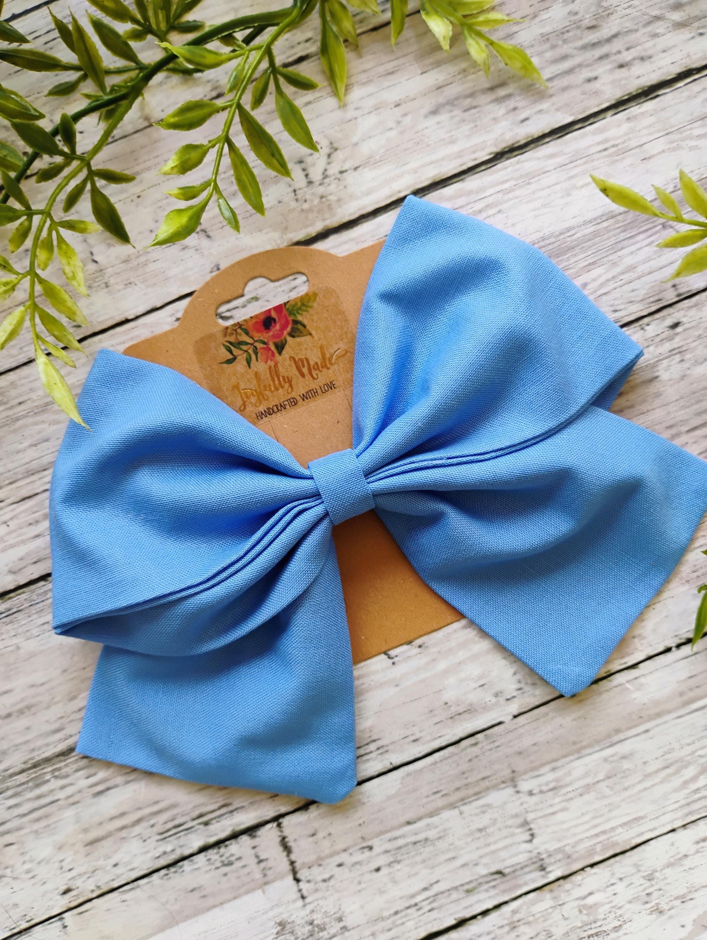 Handmade Cornflower Blue Sailor Hair Bow: Cotton Hair Clip
