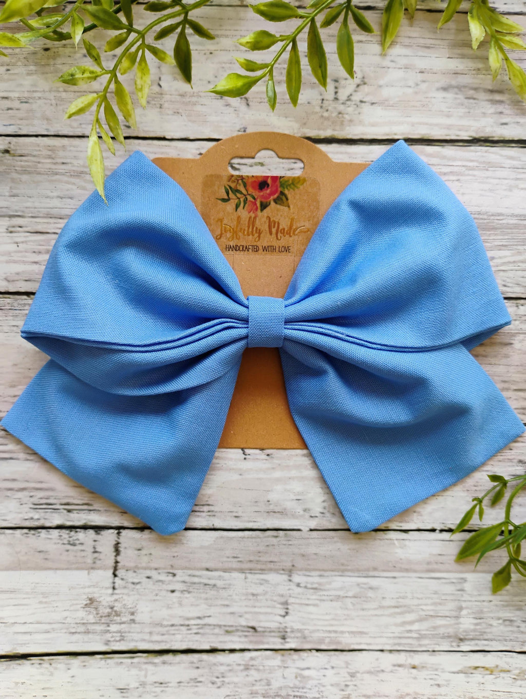 Handmade Cornflower Blue Sailor Hair Bow: Cotton Hair Clip