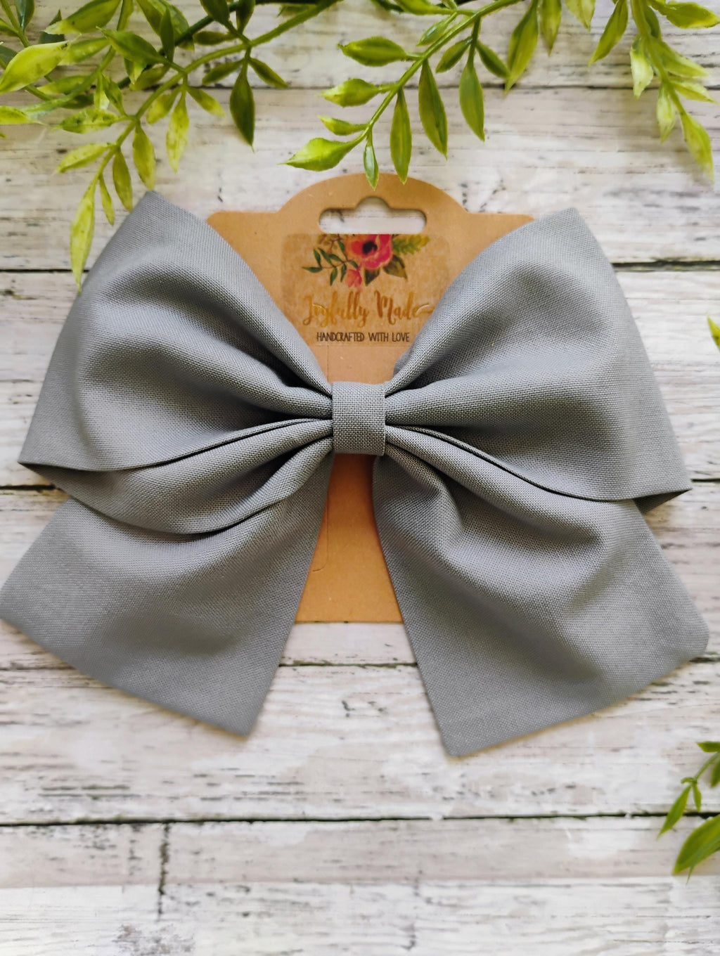 Gray Cotton Hair Bow, Headband, or Ornament
