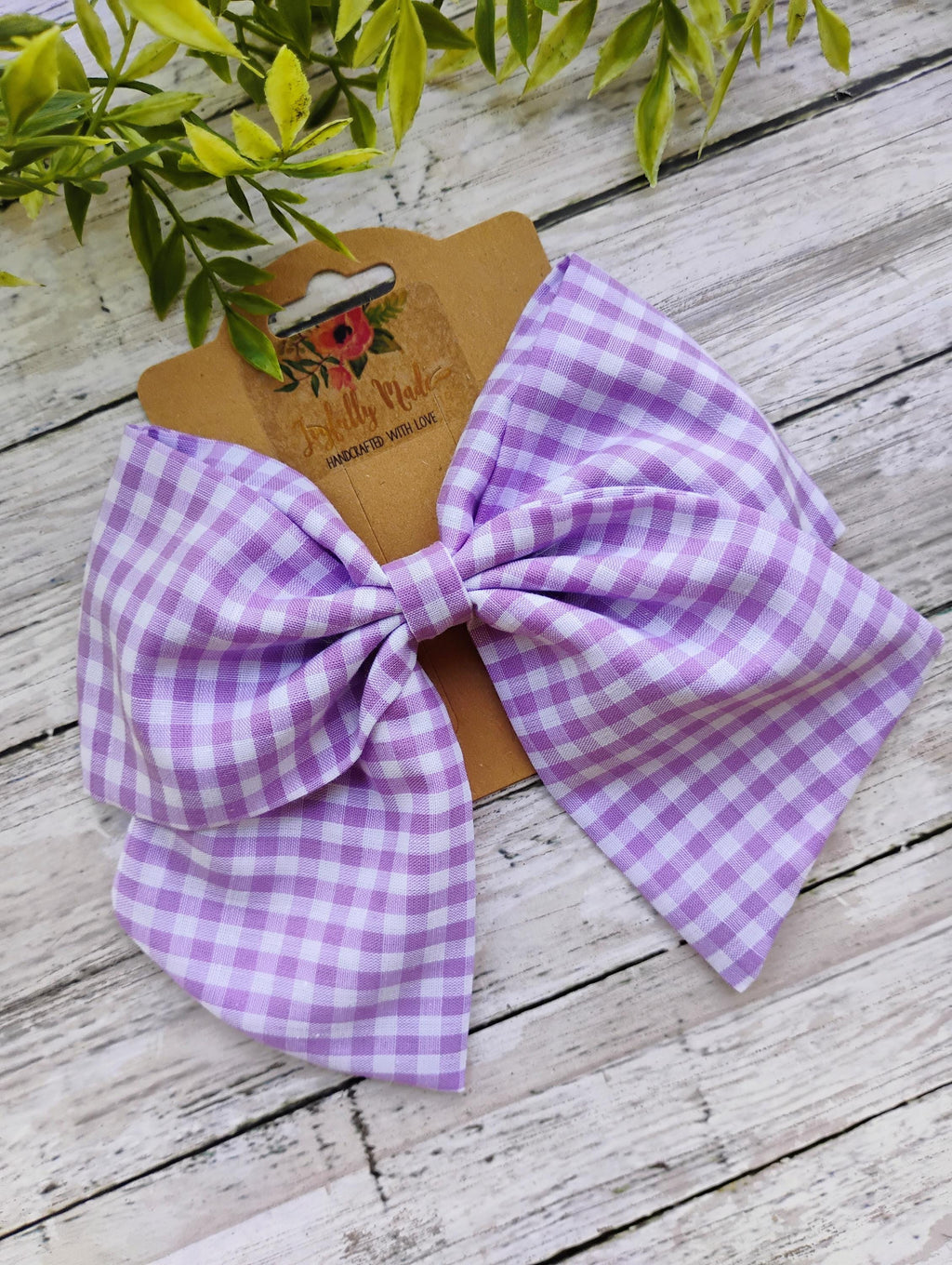 Purple Gingham Hair Bow, Headband, or Ornament