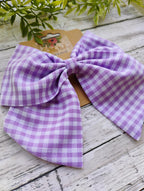 Purple Gingham Hair Bow, Headband, or Ornament