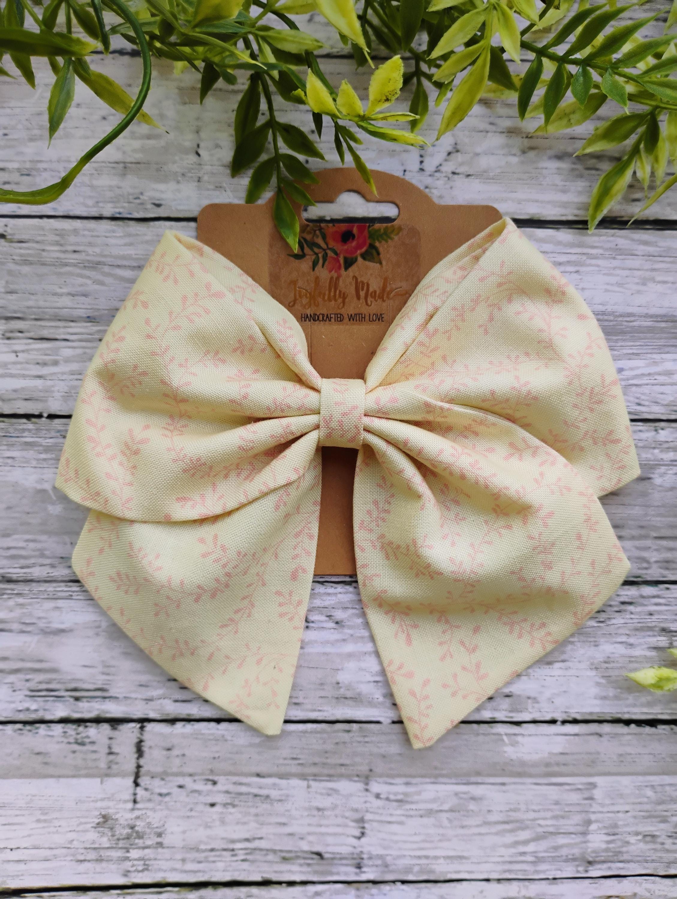 Cream & Pink Vine Hair Bow, Headband, or Ornament