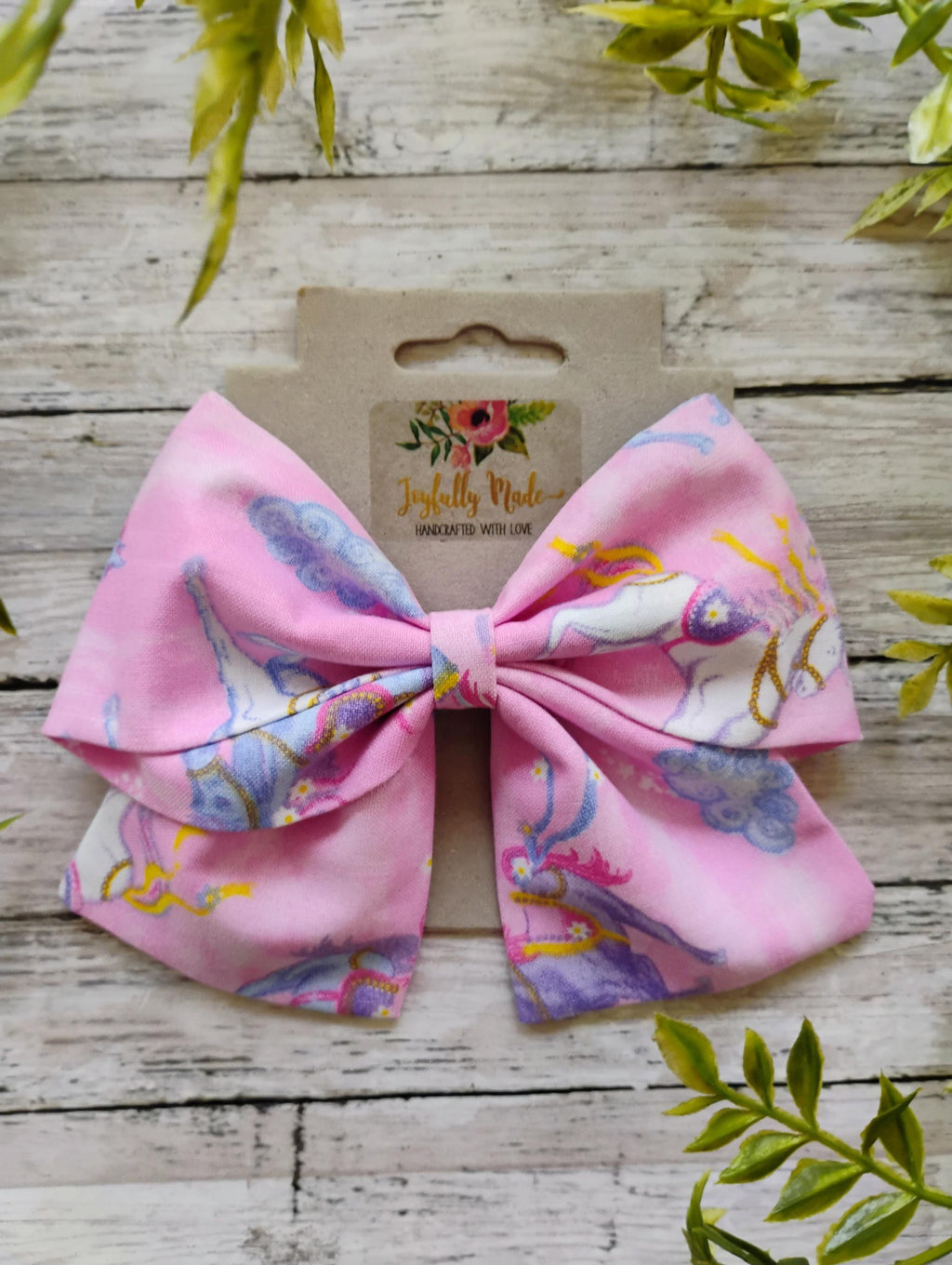 Pink Unicorn Sailor Bow: Cotton Hair Clip or Headband