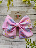 Pink Unicorn Sailor Bow: Cotton Hair Clip or Headband