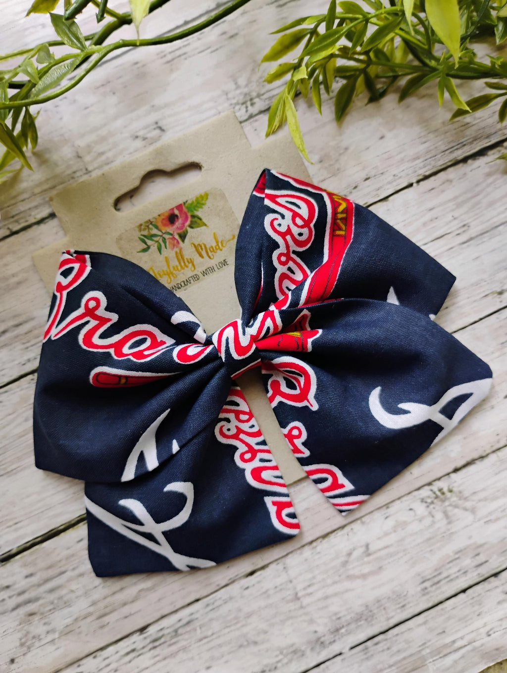 Atlanta Team Hair Bow: Handmade Cotton Sailor Bow
