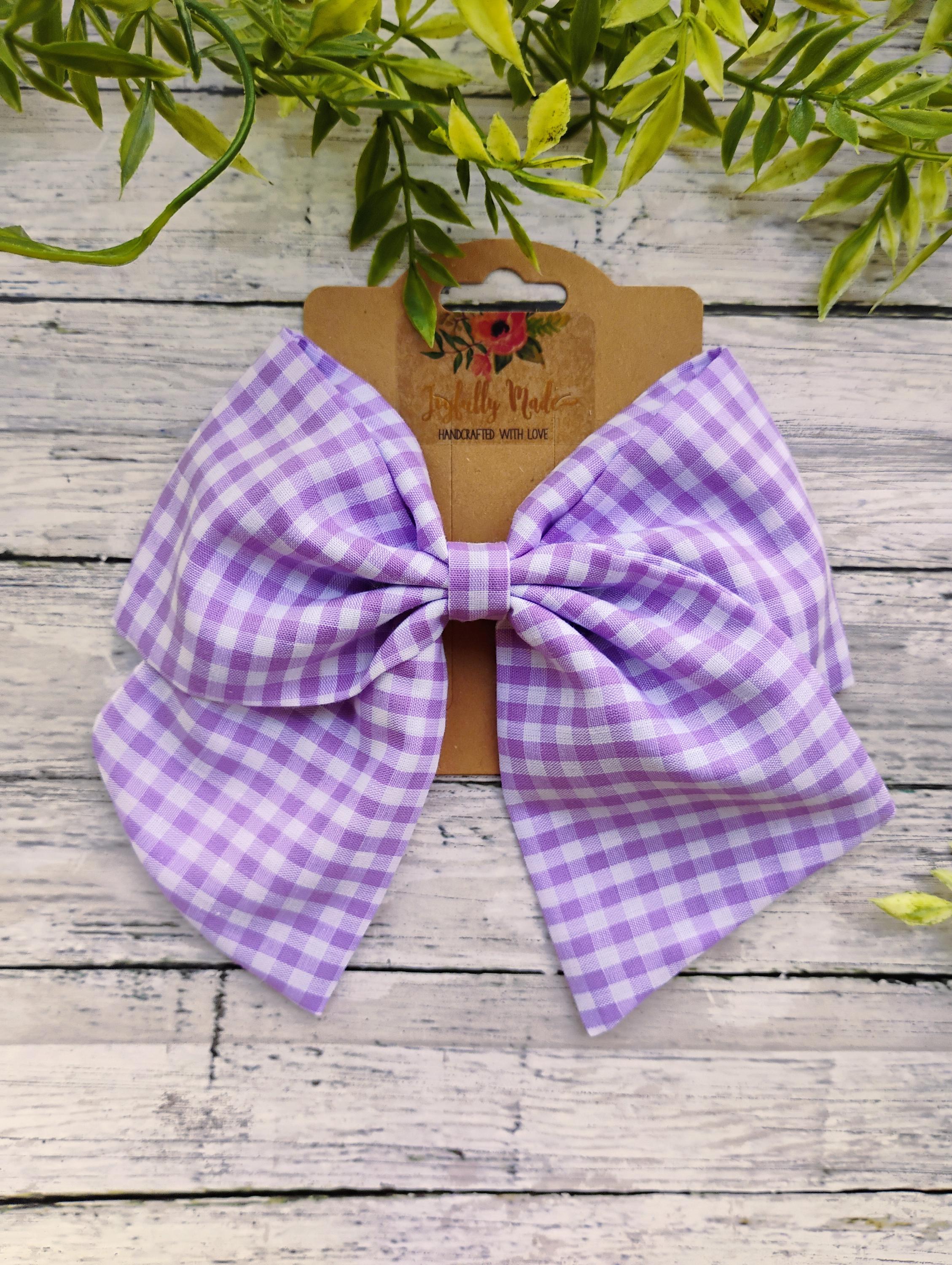 Purple Gingham Hair Bow, Headband, or Ornament