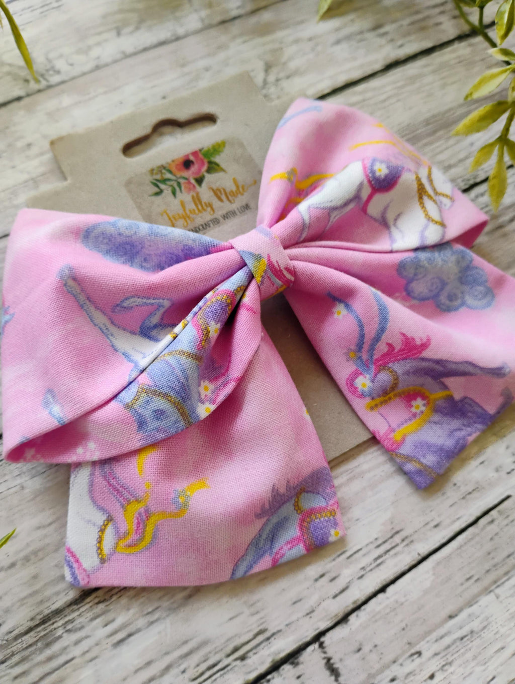 Pink Unicorn Sailor Bow: Cotton Hair Clip or Headband