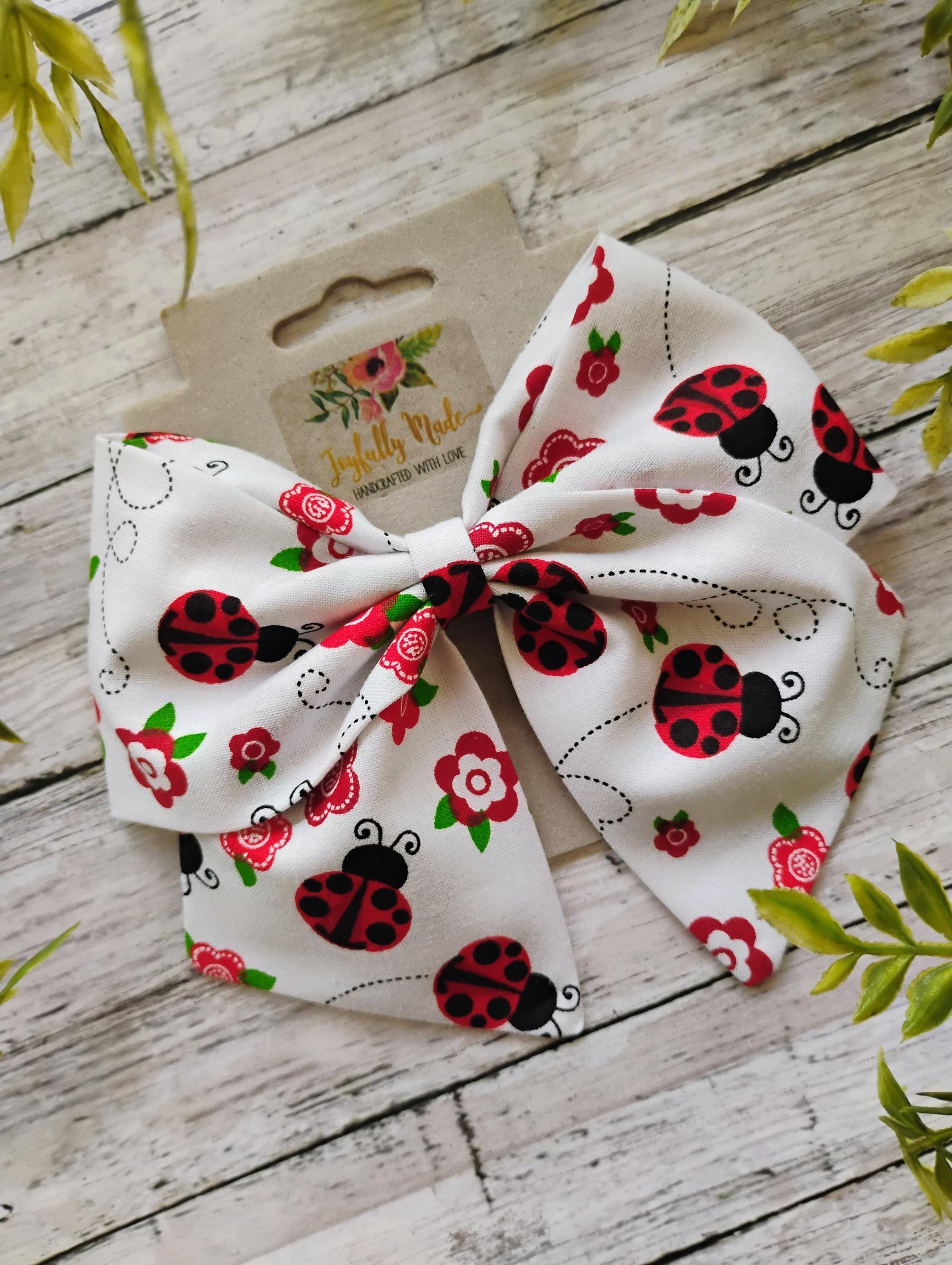 Ladybug Cotton Hair Bow, Headband, or Ornament