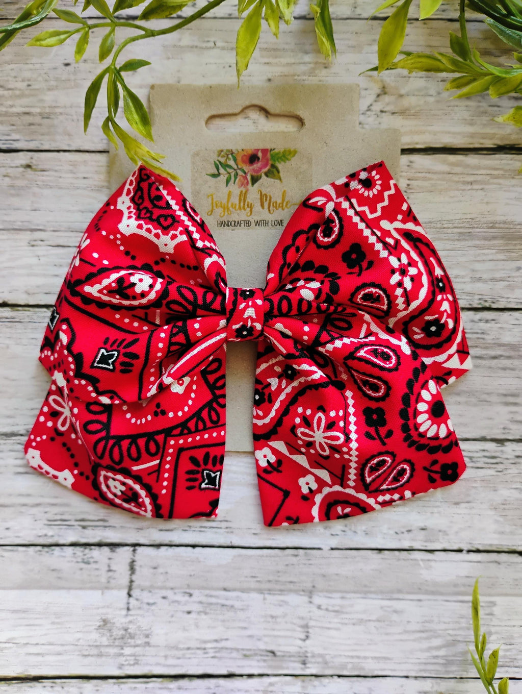 Red Bandana Hair Bow, Headband, or Ornament