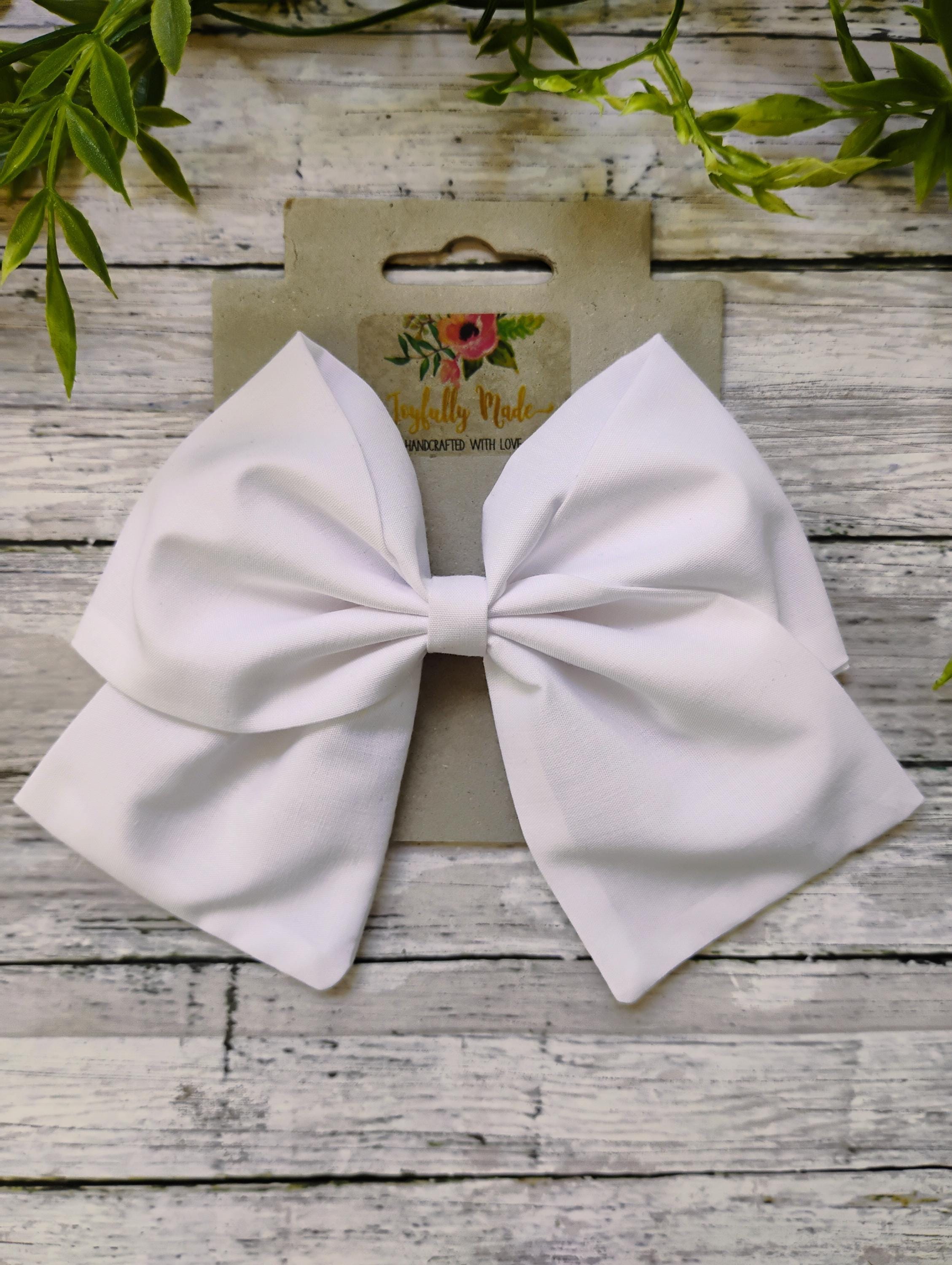 White Cotton Hair Bow, Headband, or Ornament