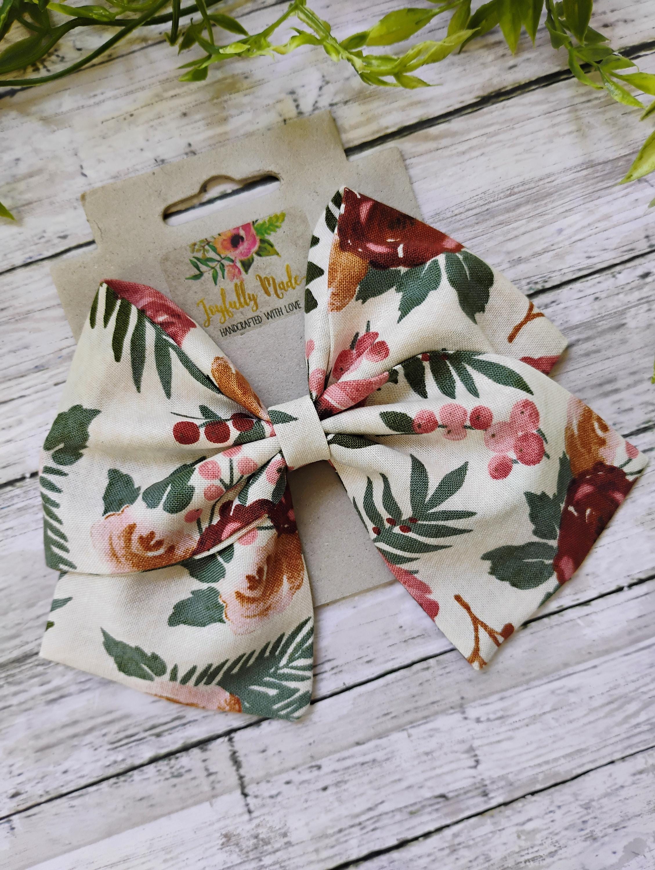 Dark Floral Sailor Bow: Flower Hair Clip or Headband