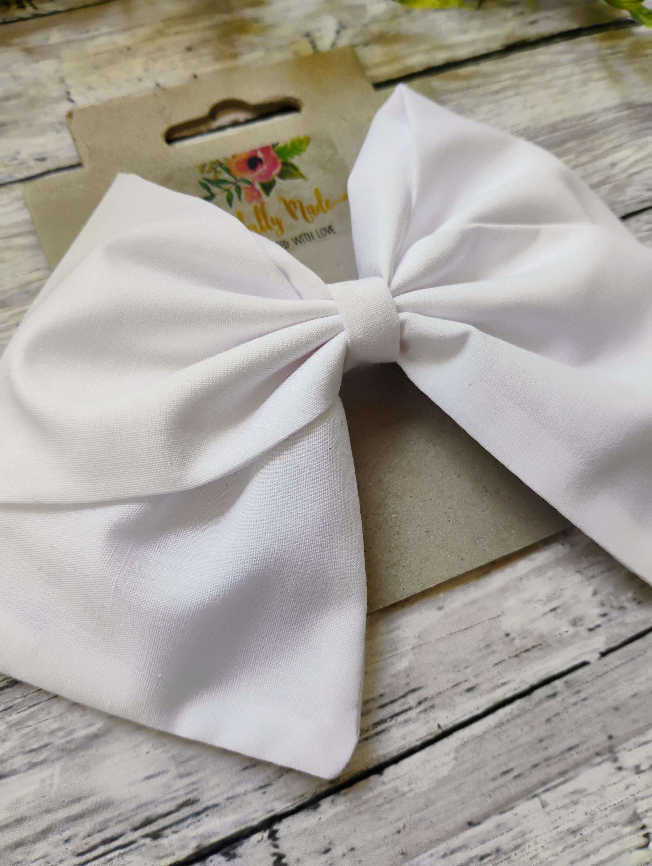 White Cotton Hair Bow, Headband, or Ornament