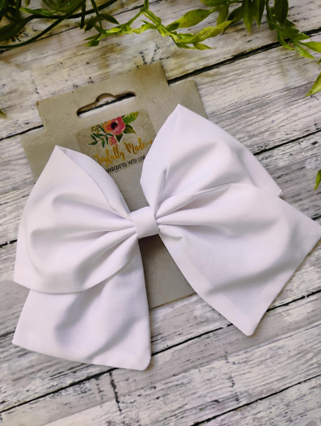 White Cotton Hair Bow, Headband, or Ornament