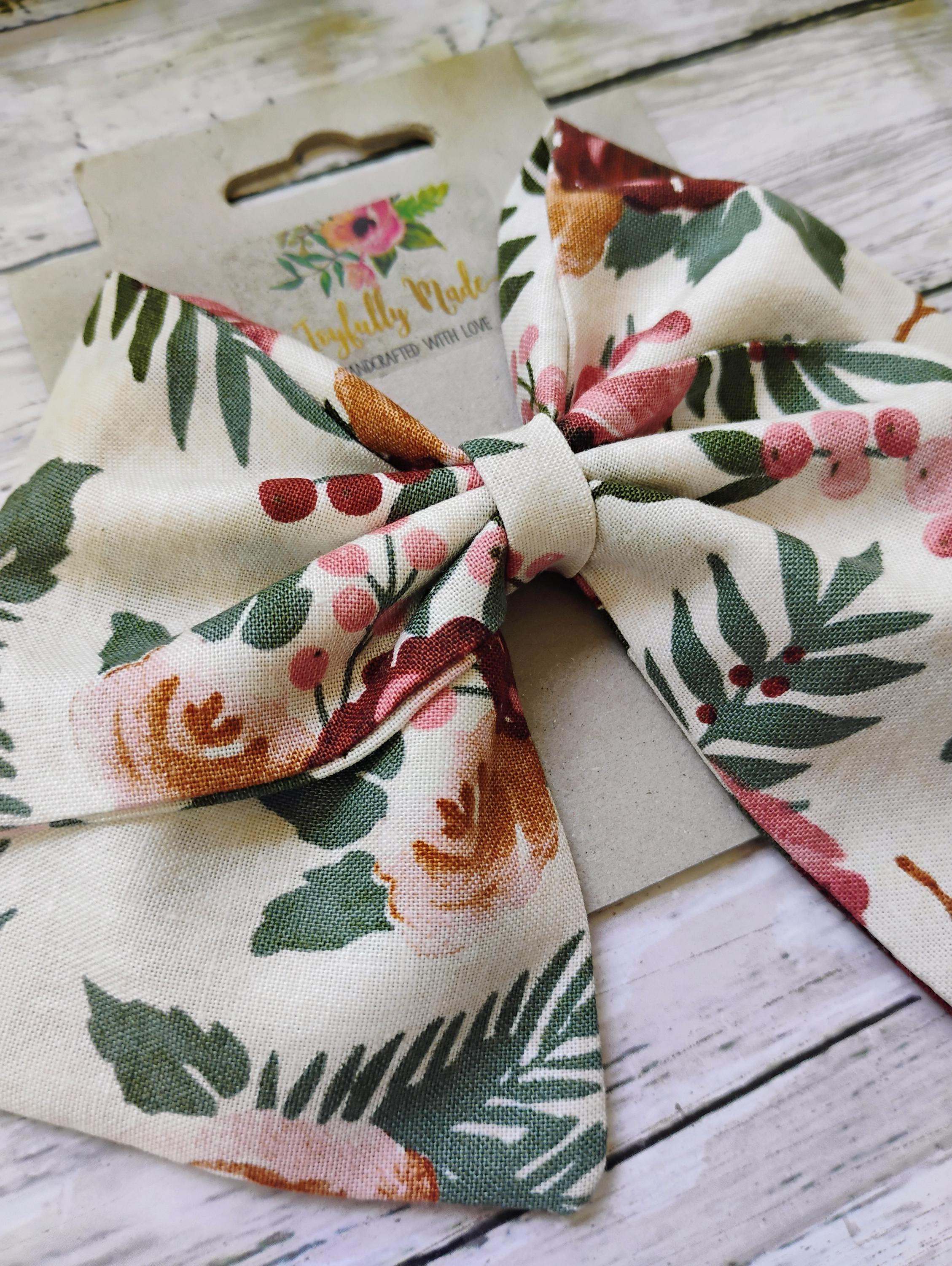 Dark Floral Sailor Bow: Flower Hair Clip or Headband