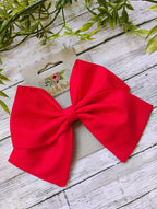 Red Cotton Hair Bow: Christmas Hair Clip or Ornament