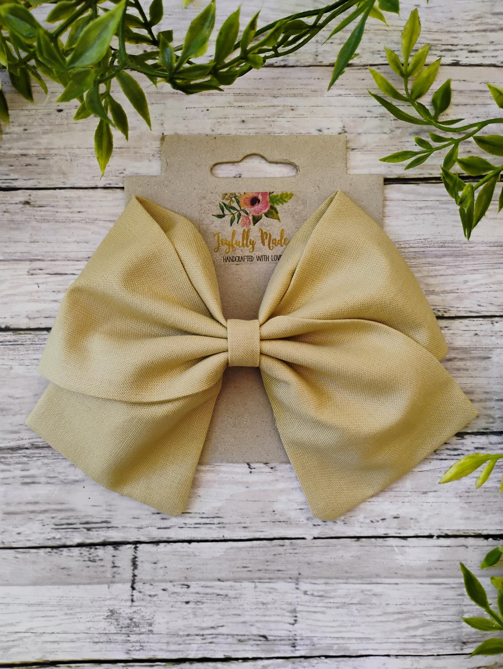 Tan Cotton Hair Bow, Headband, or Ornament