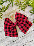 Buffalo Plaid Sailor Hair Bow: Christmas Ornament Clip