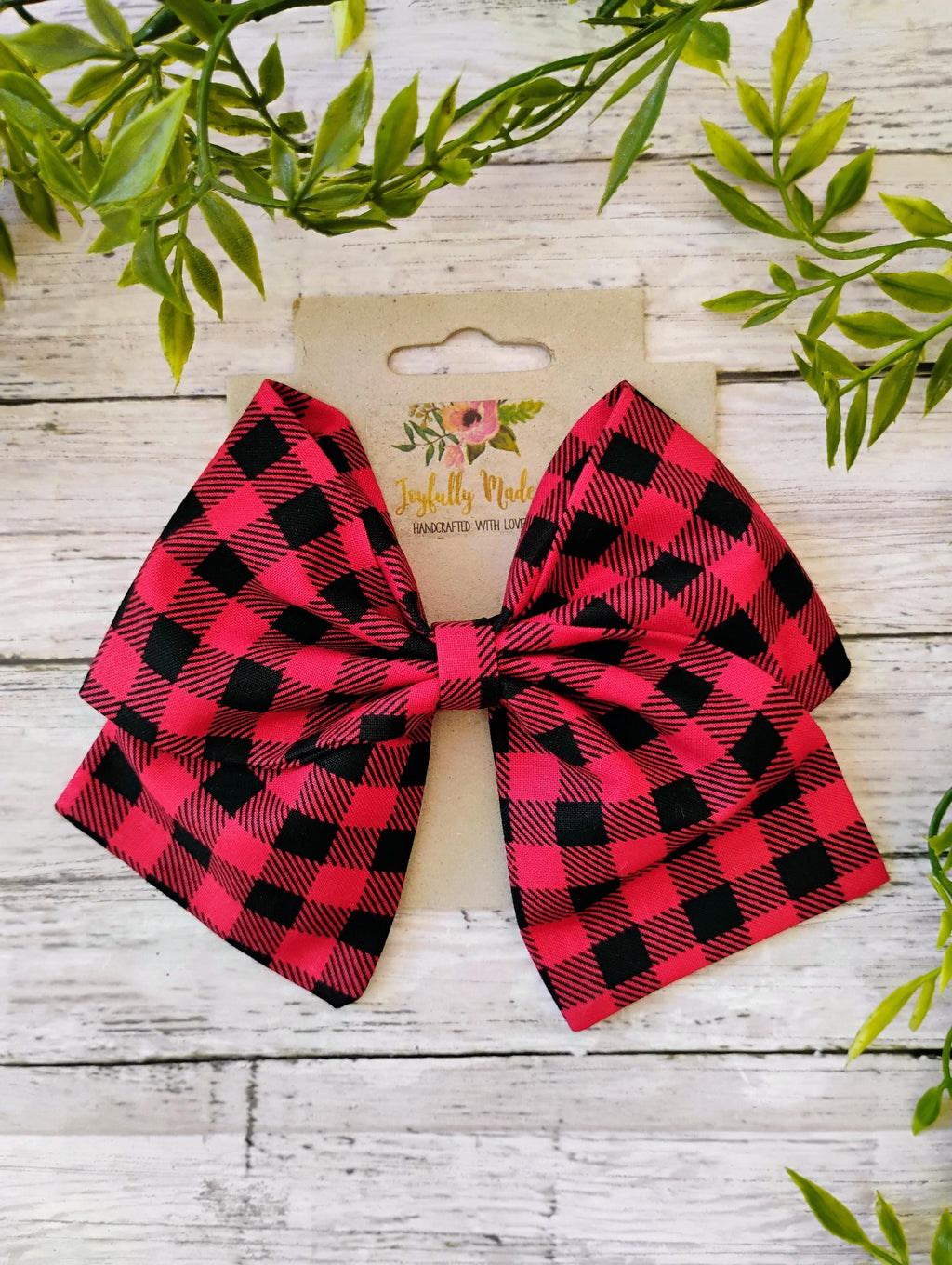 Buffalo Plaid Sailor Hair Bow: Christmas Ornament Clip