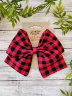 Buffalo Plaid Sailor Hair Bow: Christmas Ornament Clip