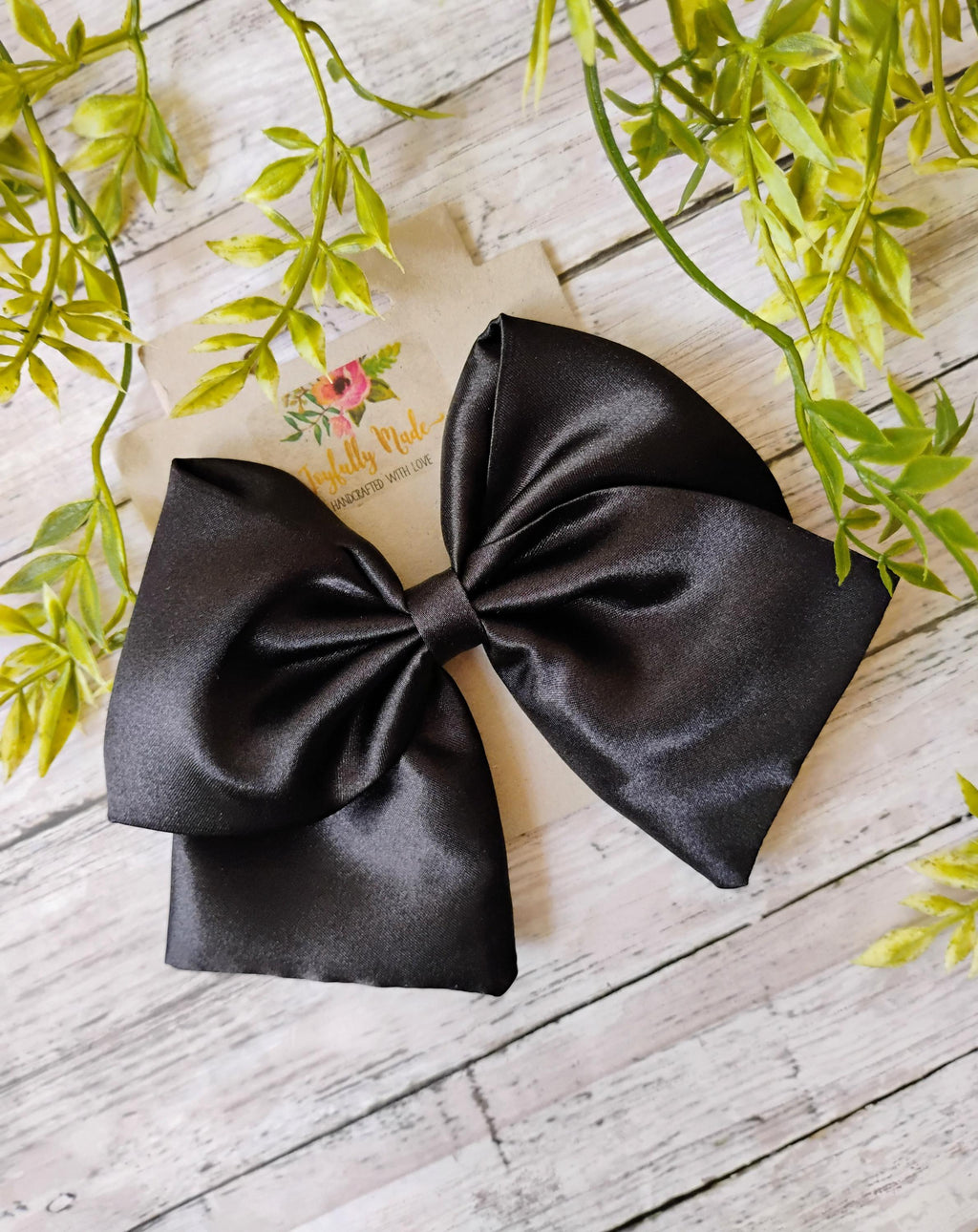 Black Satin Hair Bow, Headband or Ornament