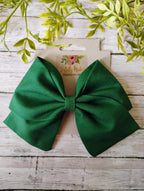 Hunter Green Cotton Sailor Bow - Christmas Hair Clip or Ornament