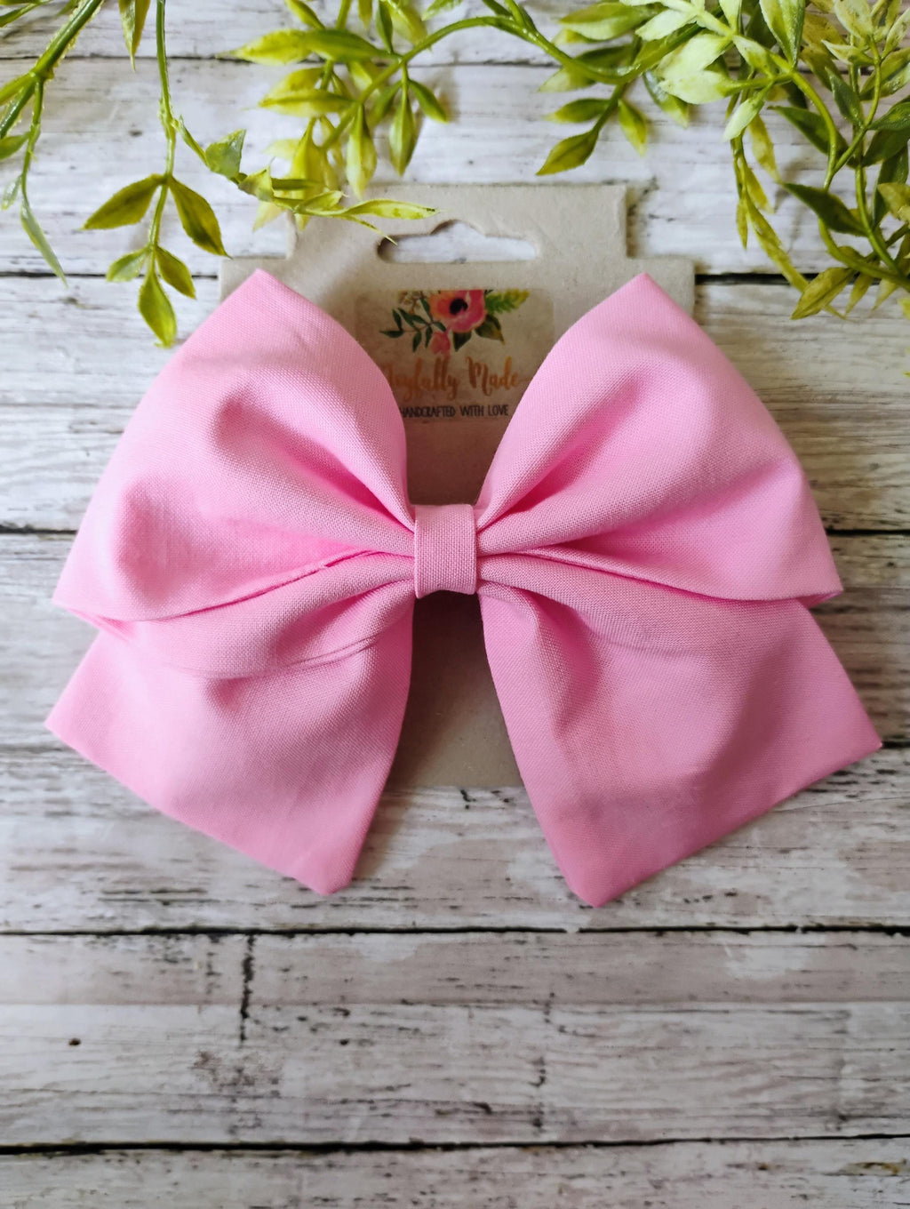 Pink Cotton Hair Bow, Headband, or Ornament