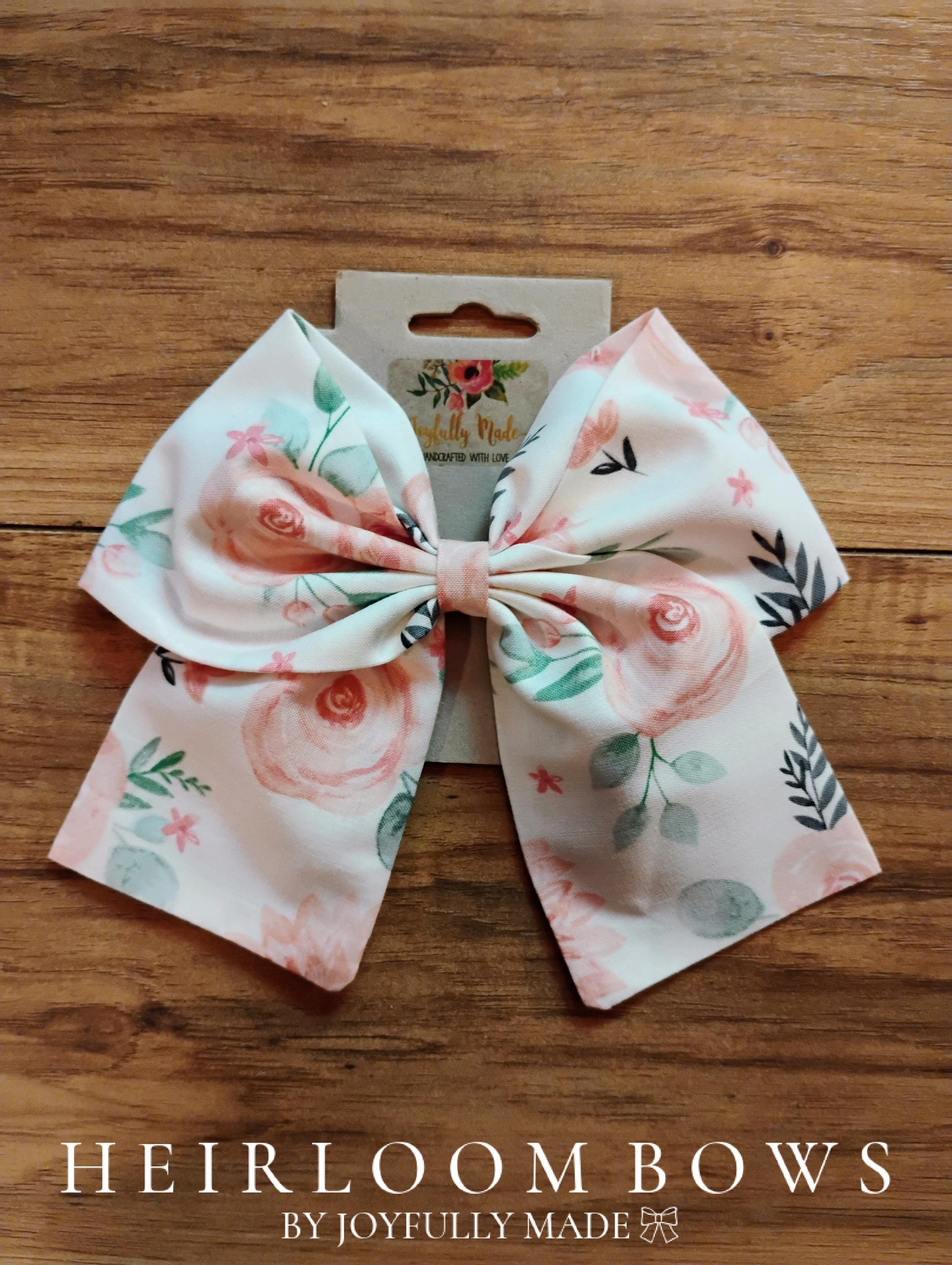 Jumbo Pink Floral Sailor Bow: Large Cotton Flower Hair Clip