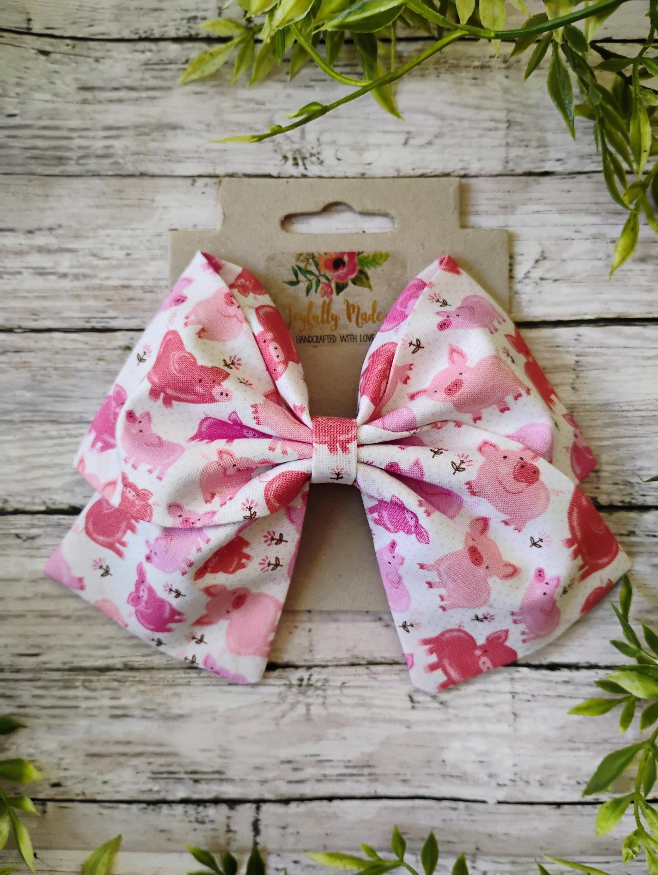 Pig Hair Bow: Sailor Style Cotton Bow - Alligator Clip or Headband
