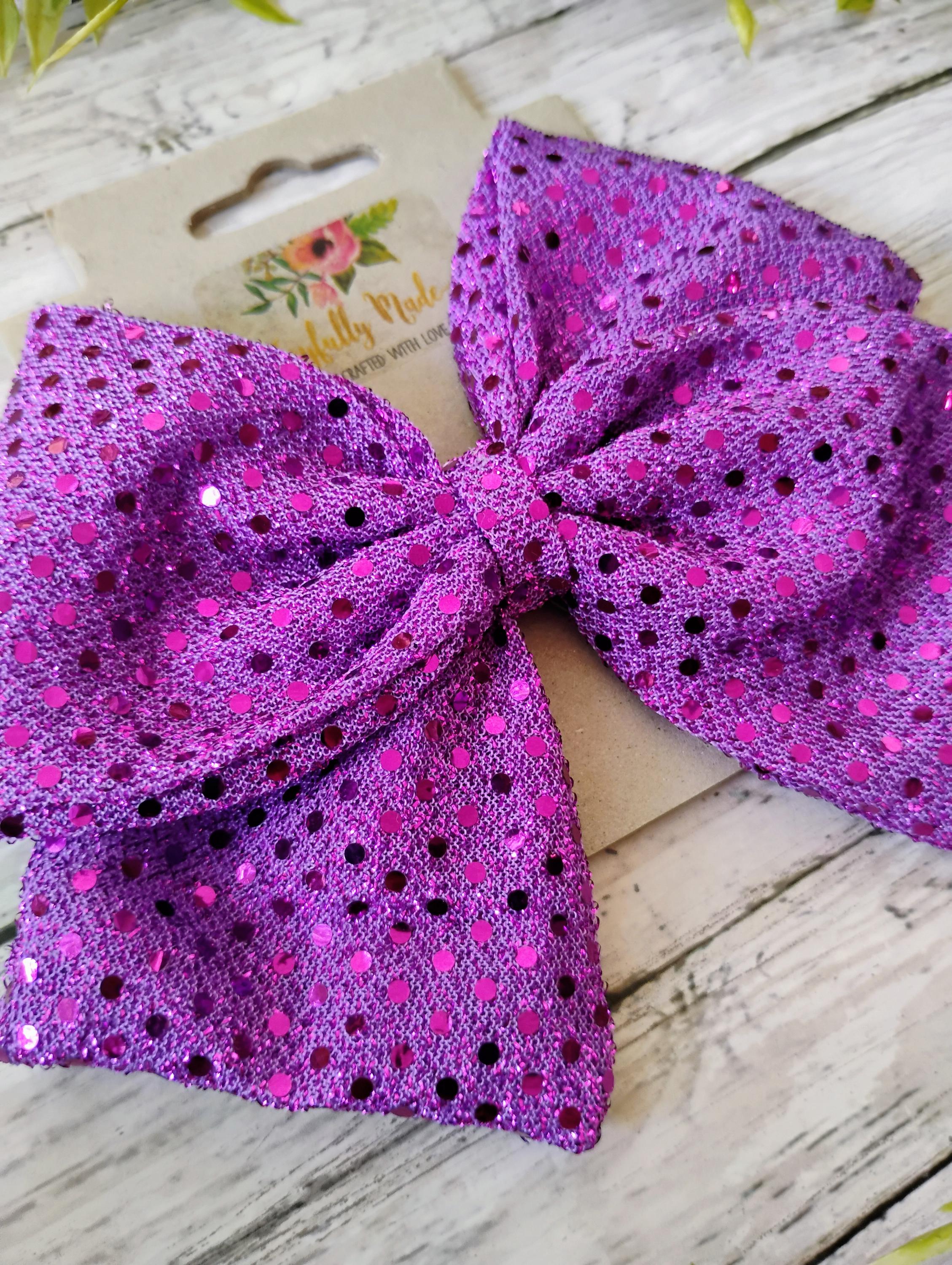 Purple Sequin Hair Bow, Headband or Ornament
