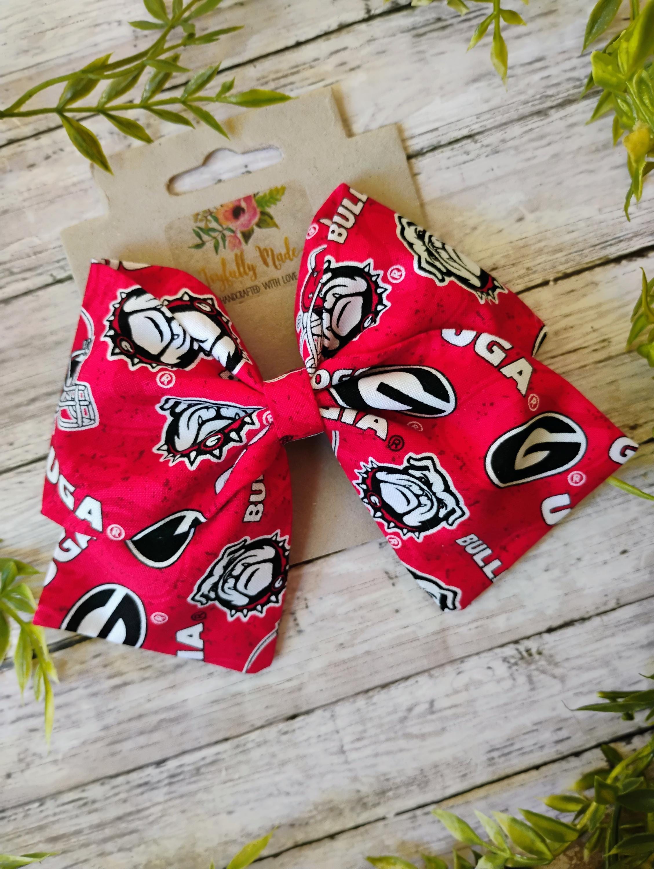 UGA Hair Bow: Handmade Cotton Fabric Hair Clip, Headband or Ornament