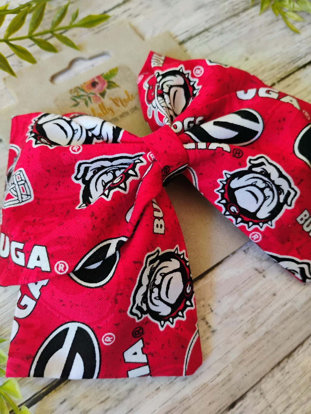 UGA Hair Bow: Handmade Cotton Fabric Hair Clip, Headband or Ornament