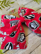 UGA Hair Bow: Handmade Cotton Fabric Hair Clip, Headband or Ornament