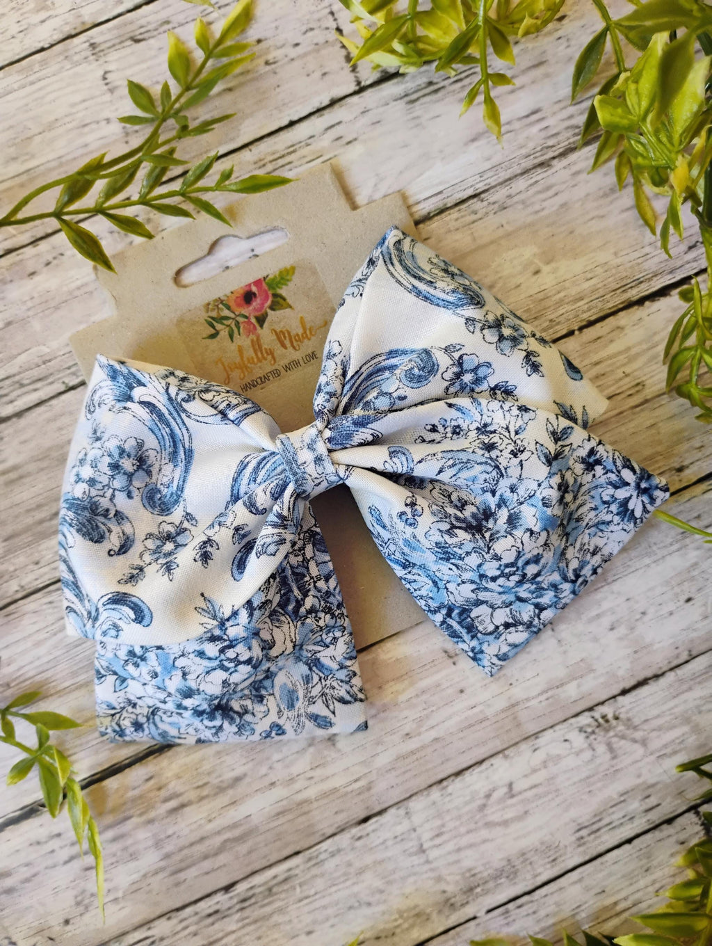Blue Bird Toile Sailor Hair Bow, Headband, or Ornament