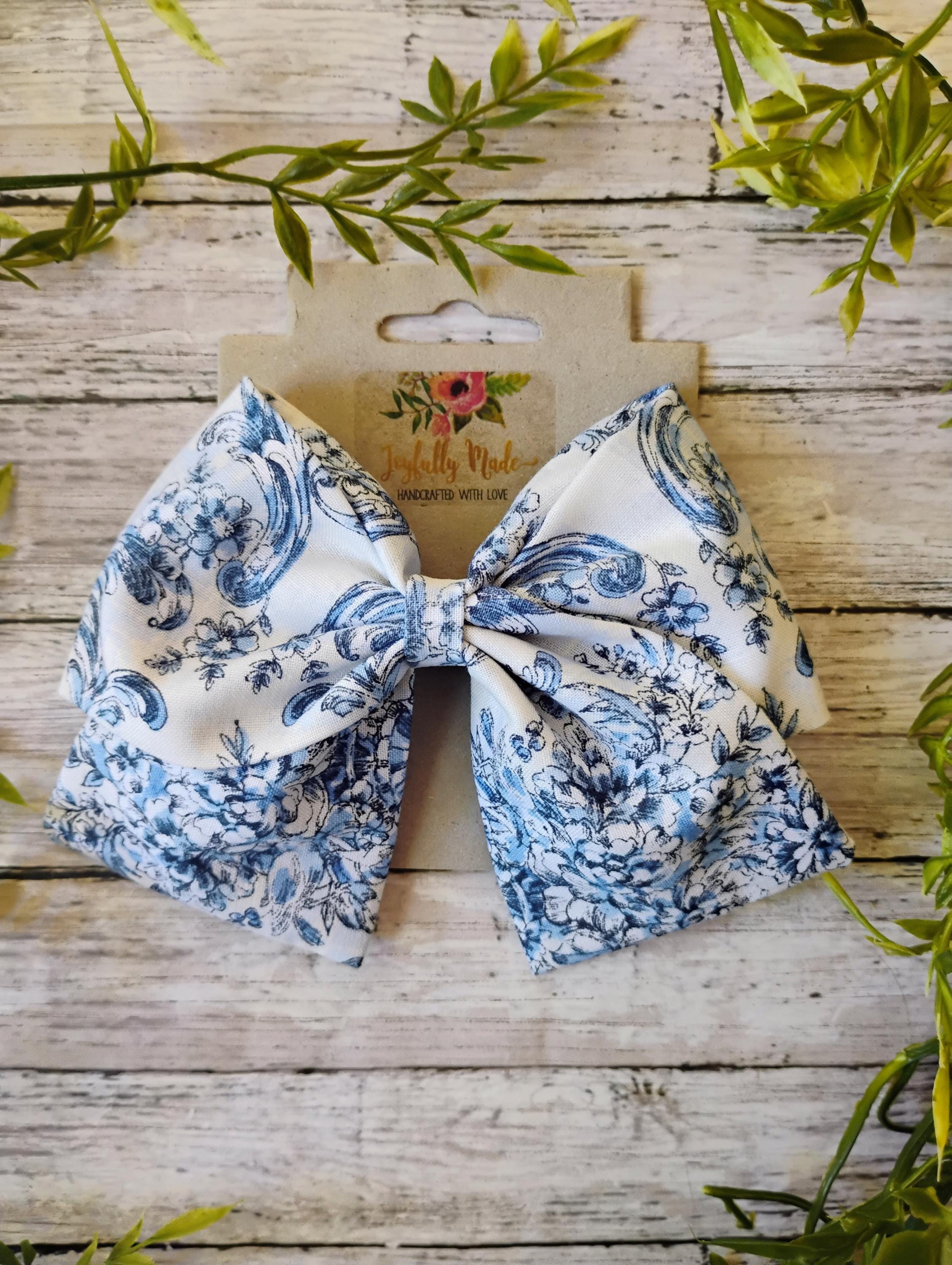 Blue Bird Toile Sailor Hair Bow, Headband, or Ornament