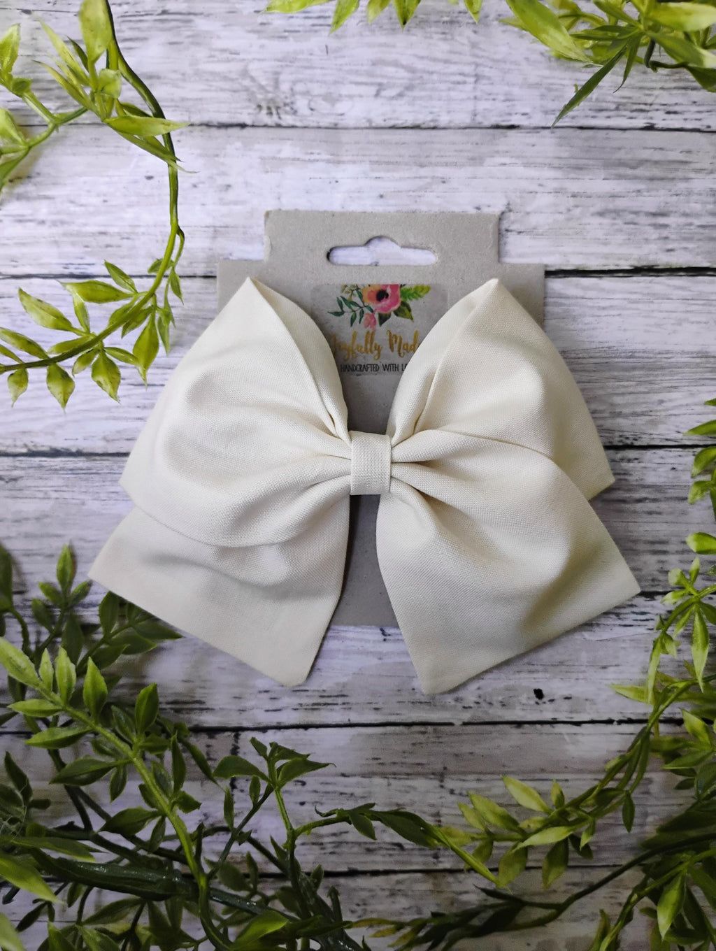 Cream Cotton Hair Bow, Headband, or Ornament
