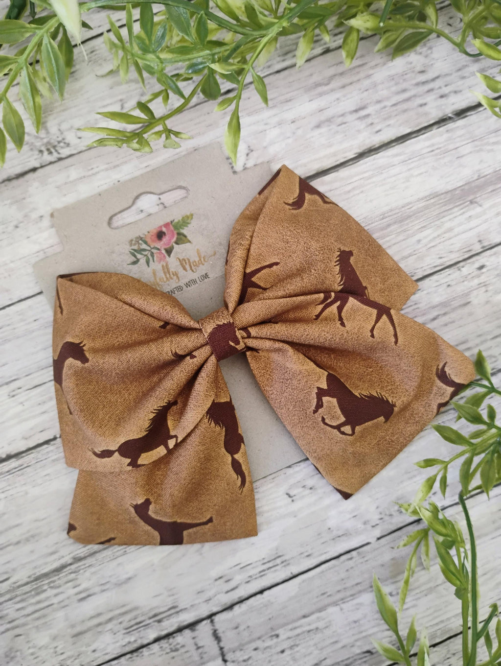 Horse Hair Bow: Cowgirl Cotton Fabric Bow - Alligator Clip or Headband