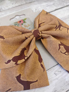 Horse Hair Bow: Cowgirl Cotton Fabric Bow - Alligator Clip or Headband