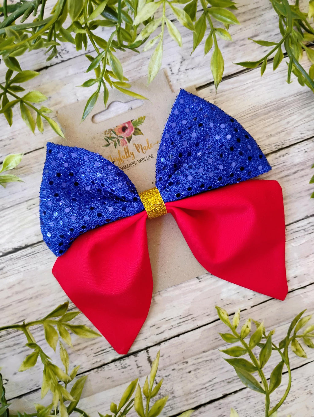 Handmade Snow White Sparkle Hair Bow or Headband