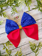 Handmade Snow White Sparkle Hair Bow or Headband