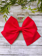 Red Cotton Hair Bow: Christmas Hair Clip or Ornament