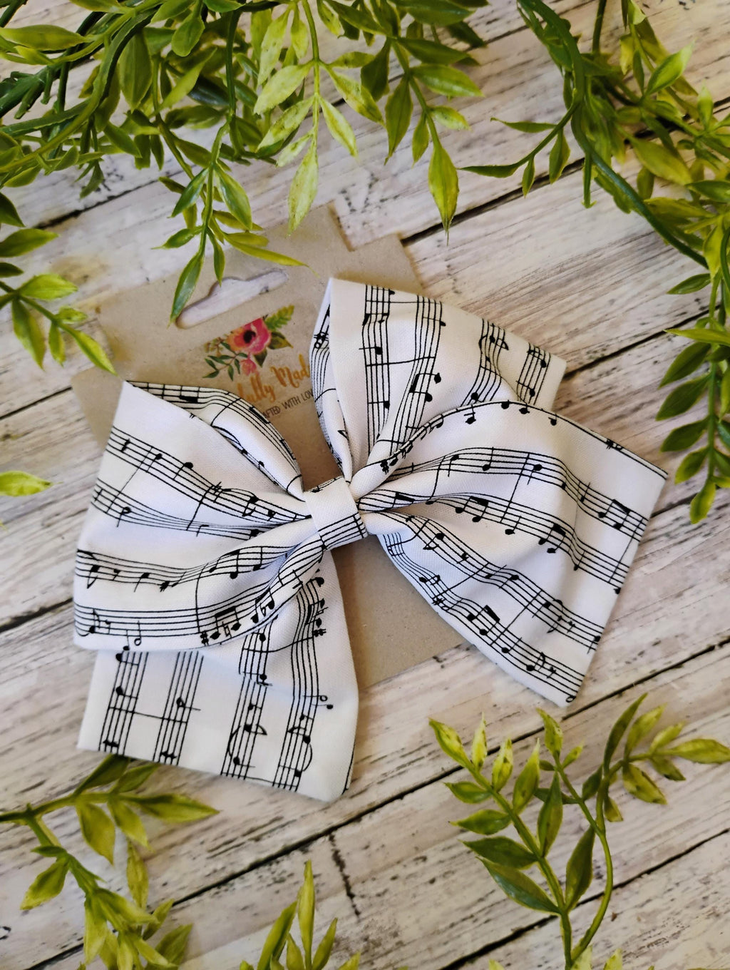 Music Note Hair Bow: Handmade Cotton Sailor Bow