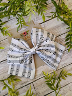 Music Note Hair Bow: Handmade Cotton Sailor Bow