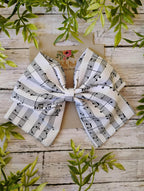 Music Note Hair Bow: Handmade Cotton Sailor Bow