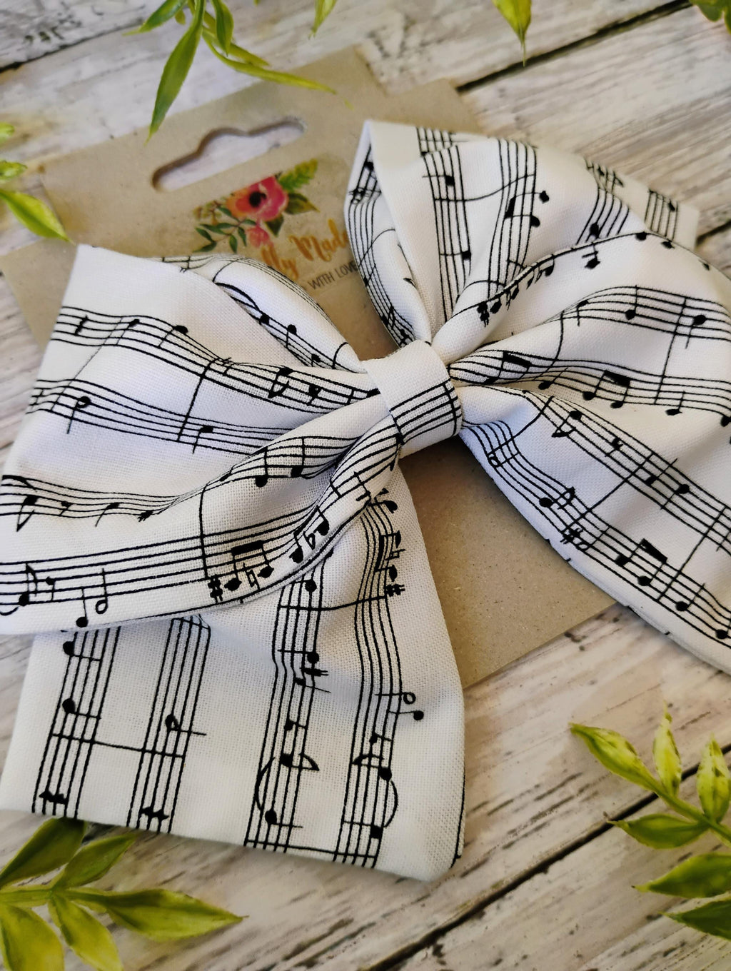Music Note Hair Bow: Handmade Cotton Sailor Bow